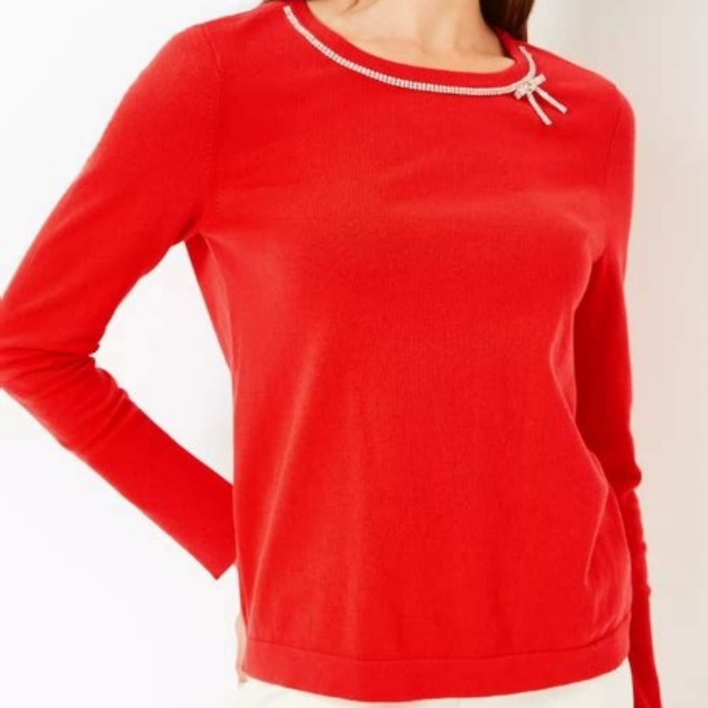 Lilly Pulitzer Morgen Crew Neck Sweater With Emblesishment NWTS S L